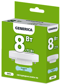 Лампа светодиодная T80 таблетка 8Вт 230В 6500К GX53 GENERICA