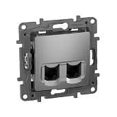 Розетка RJ45+RJ45 компьютерная Etika информационная cat.5e UTP алюминий 672455 Legrand