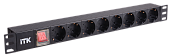 ITK PDU 8 розеток нем. ст, с LED выкл,1U, шнур 2м вилка нем. ст (PH12-8D1) IEK