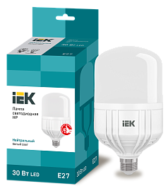 Лампа светодиодная 30 Вт E27 T112 4000К 2700Лм матовая 230В цилиндр HP LLE-HP-30-230-40-E27 IEK