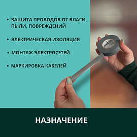 Изолента ПВХ серая 19мм 20м  ELO102070200007 Turmalion