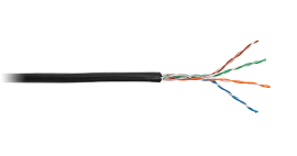 Кабель витая пара NETLAN U/UTP 4 пары, категория 5e (Класс D), 100МГц, одножильный, BC (чистая медь), внешний, PE до -40C, черный