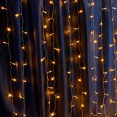 Гирлянда Занавес 3х3м 480Led желтый свет прозрачный провод 3м IP44 CL24 41629 Feron
