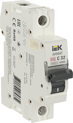 Изображение товара Автоматический выключатель IEK ARMAT 32А 1П C 6кА AR-M06N-1-C032