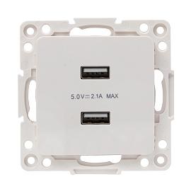 Розетка 2 USB Стокгольм скрытой установки 2,1А+2,1А механизм белый EYR16-028-10-2USB EKF PROxima