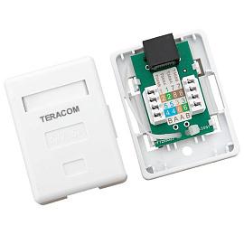 Розетка настенная TERACOM Cat.5E неэкран. 1 порт RJ-45 Dual IDC белая TRC-WBOX-1RJ45-5EUTP-WH EKF