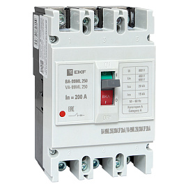 Выключатель автоматический 200А 3П трехполюсный ВА-99МL 20кА IP30 Basic mccb99-250-200mI EKF