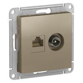 Розетка TV+RJ45 телевизионная + компьютерная Atlasdesign скрытой установки cat. 5Е шампань ATN000589 Schneider Electric