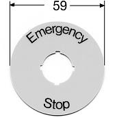 Шильдик круглый пластиковый желтый EMERGENCY STOP для кнопо к ГРИБОК 1SFA616915R1005 ABB