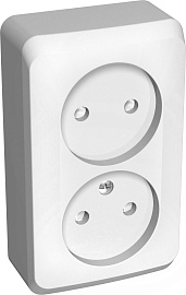Розетка двойная ЭТЮД открытой установки со шторками белый PA16-006B Systeme Electric