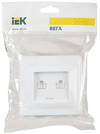 Розетка двухместная RJ45+RJ45 компьютерная РК10-2-ВБ  Cat5e белый ВЕГА (EKV25-K01-DM) IEK
