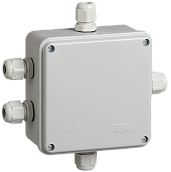 Коробка КМ41330 распаячная для о/п 100х100х50 мм IP55 (RAL7035, гермовводы PG9 5 шт)