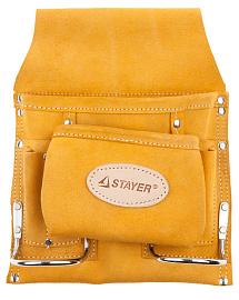 Сумка поясная STAYER PROFESSIONAL для инструментов, кожаная, 8 карманов, 2 скобы STAYER Professional 38515