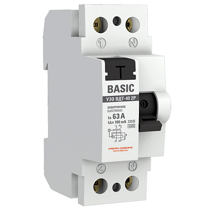 Изображение товара Электронное УЗО ВДТ-40 Basic elcb-2-63-100e-sim EKF 63А 2П 100мА
