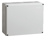 Коробка КМ41342 распаячная для о/п 240х195х90 мм IP55 (RAL7035, монт. плата, кабельные вводы 5 шт)