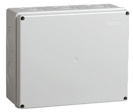 Коробка КМ41342 распаячная для о/п 240х195х90 мм IP55 (RAL7035, монт. плата, кабельные вводы 5 шт)