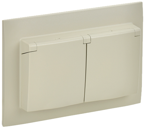 Изображение товара Розетка 2-местная с крышкой IP44 16А SK-R12B IEK серия SKANDY бежевый
