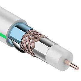 Кабель коаксиальный RG-6U+CU, (75%), 75 Ом, 100м., белый , (тройной экран), "MASTER" 01-2241 REXANT