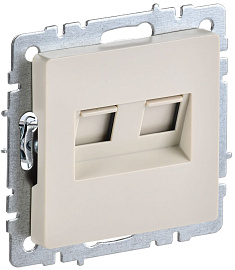 Розетка  двойная RJ11+RJ45 кат.5E РК/Т12-БрКр бежевый  BRITE  BR-KT20-O-1-K10 IEK