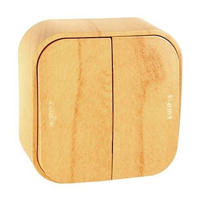 Изображение товара Переключатель 2-клавишный Legrand QUTEo светло-коричневый дерево