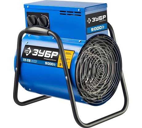 Изображение товара Обогреватель электротепловентилятор Зубр ТП-П9 9 кВт профессиональный