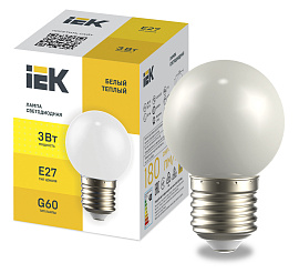 LIGHTING Лампа светодиодная декоративная G60 шар 3Вт 230В теплый белый E27 IEK