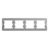 Изображение товара Рамка для розеток и выключателей 4 поста GLOSSA алюминий