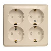 Изображение товара Розетка четырехместная ЭТЮД открытой установки с заземлением со шторками белый PA16-208B Systeme Electric