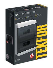 Бокс пластиковый ЩРН-П-24 IP41 навесной TEKFOR черная прозрачная дверь 385х290х102 TF5-KP12-N-24-41-K01-K03 /уп.1шт/ IEK