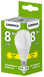 Лампа светодиодная G45 шар 8Вт 230В 3000К E14 GENERICA
