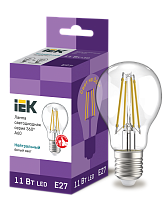 Лампа светодиодная 11 Вт LED A60 шар прозрачная 230В 4000К E27 серия 360° LLF-A60-11-230-40-E27-CL IEK