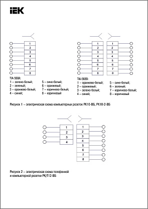 Изображение товара Розетка двухместная RJ11/RJ45 компьютерная и телефонная РК/Т12-ВБ белый ВЕГА (EIV20-K01-DM) IEK