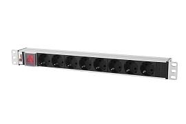 Блок розеток Rem-10 без шнура с выключателем, 8 Sсhuko, вход IEC 60320 C14, 10A, алюминий. R-10-8S-V-440-Z ЦМО
