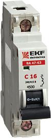 Выключатель автоматический 2А 2П двухполюсный характеристика C 4,5kA тип AC ВА47-63 PROxima mcb4763-2-02C-pro EKF