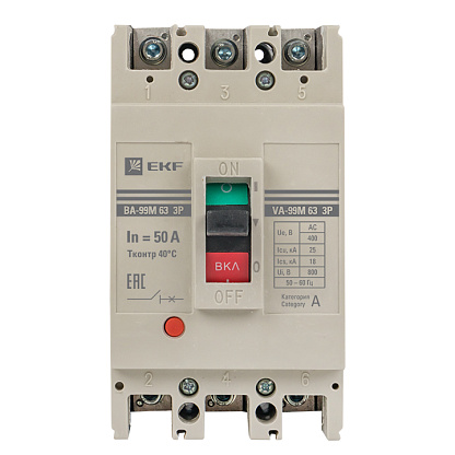 Изображение товара Автоматический выключатель EKF ВА-99М 63/50А 3P 25кА IP30