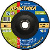 Круг лепестковый шлифовальный 180х22 мм Р80 серия Профи ПРАКТИКА 032-416