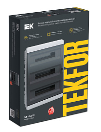 Бокс пластиковый ЩРВ-П-54 IP41 встраив. TEKFOR черная прозрачная дверь 535х398х102 TF5-KP12-V-54-41-K01-K03 /уп.1шт/ IEK