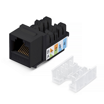 Изображение товара Вставка Keystone Jack RJ-45 90 градусов категория 5e неэкранированная заделка тип 110 черный WRline WR-KJ-RJ45-C5E-90-SW-BK