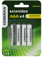 Батарейка (элемент питания) щелочная Alkaline LR03/ААА (4шт/блистер) ABT-LR03-ST-L04-G GENERICA