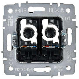 Розетка комп.+комп. RJ45+RJ45 кат.5E белый мех-м BRITE РК10-2-БрБ BR-K20-1-K01 IEK