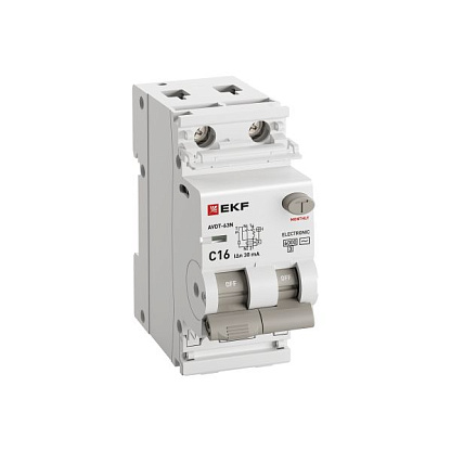 Изображение товара Выключатель автоматический дифференциального тока АВДТ-63N PROXIMA EKF 16А 30мА