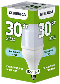 Лампа светодиодная HP 30Вт 230В 6500К E27 GENERICA