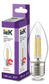 Лампа светодиодная 7 Вт LED C35 свеча прозрачная 230В 3000К E27 серия 360° LLF-C35-7-230-30-E27-CL IEK
