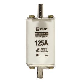 Предохранитель  125А   нож – ЛАТУНЬ габарит 00  ППН-33  160/125А   (fus-33/160/125) EKF