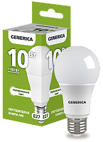 Лампа светодиодная A60 груша 10Вт 230В 4000К E27 GENERICA
