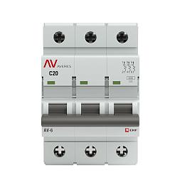 Выключатель автоматический 20А 3П трехполюсный C 6kA AV-6 AVERES mcb6-3-20C-av EKF