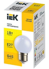LIGHTING Лампа светодиодная декоративная G45 шар 1Вт 230В теплый белый E27 IEK