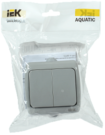 Выключатель двухклавишный ВС-20-2-0-A AQUATIC открытой установки 10А серый IP54 EVA20-K03-10-54 IEK