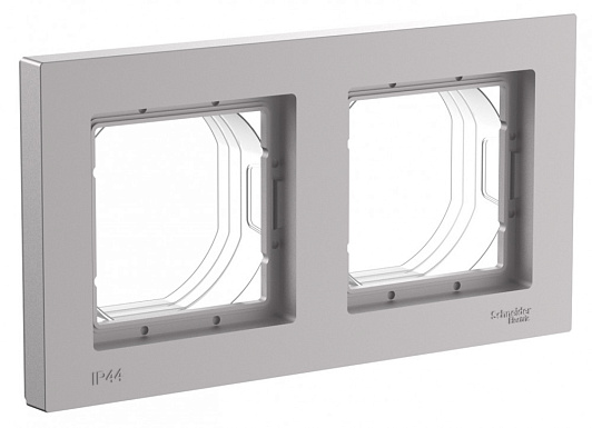 Изображение товара Рамка 2-постовая IP44, AQUA АЛЮМИНИЙ ATLASDESIGN ATN440302 Systeme Electric