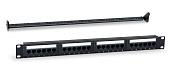Патч-панель 19" 1U) 24 порта RJ-45 категория 5e Dual IDC с задним кабельным организатором черный WRline WR-PL-24-C5E-D